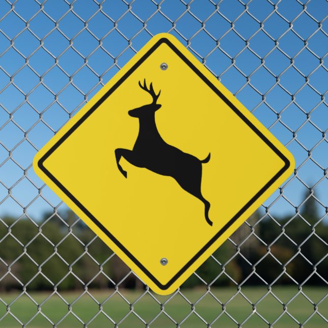 Deer Crossing Metal Sign (In Situ(Fence))