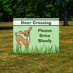 Deer Crossing Please Drive Slowly Wildlife Area Sign