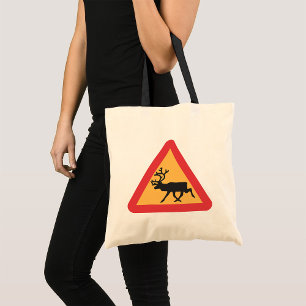 Deer Crossing Road Sign Tote Bag