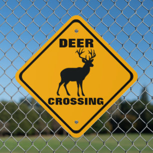 Deer Crossing Roadway Property Warning Metal Sign