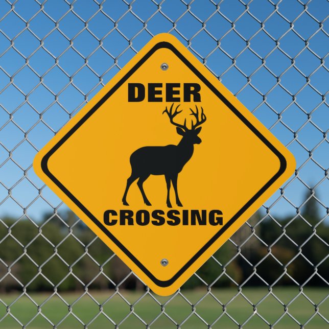 Deer Crossing Roadway Property Warning Metal Sign (In Situ(Fence))