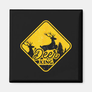 Deer Crossing Sign Christmas Xing Reindeer Funny M Magnet