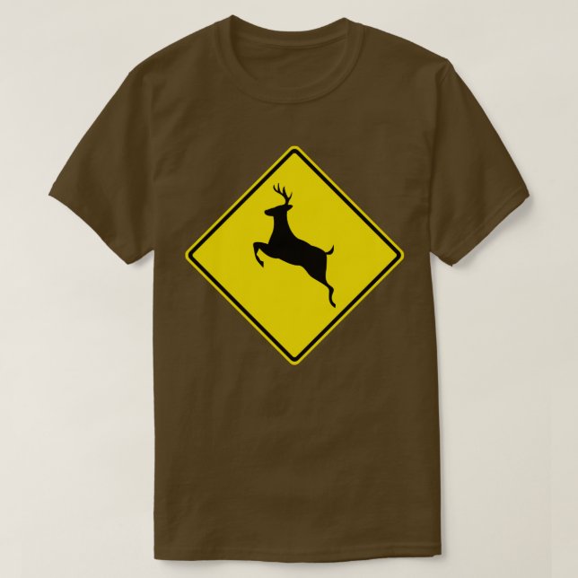 Deer Crossing Sign T-Shirt (Design Front)