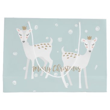 Deer - Cute Soft Blue Christmas Gift Bag