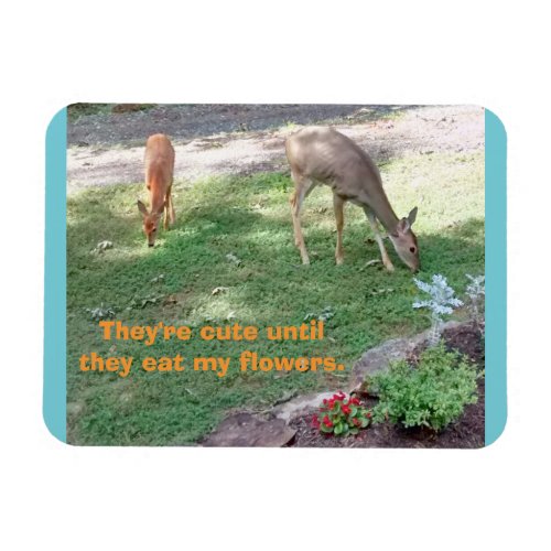 Deer Cute Till Eat Flowers Horizontal 3x4 Magnet