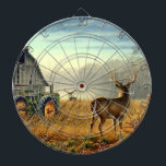 Deer Dart Board<br><div class="desc">A beautiful farm scene on a metal cage dart board.</div>