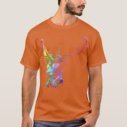 Deer DJ Neon Cool and Funny Music Animal With Sung T_Shirt