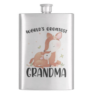 Deer Doe and Fawn World's Greatest Grandma Flask