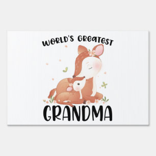 Deer Doe and Fawn World's Greatest Grandma Sign