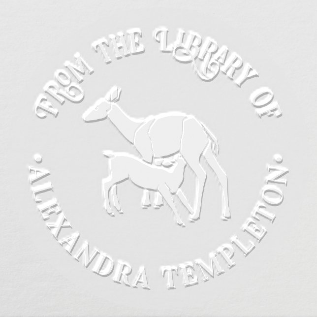 Deer Doe Feeding Fawn “From the Library of” Name Embosser (Design)
