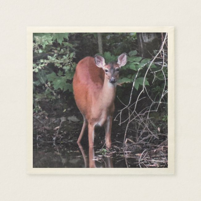Deer Drinking at Forest Pond Paper Napkins