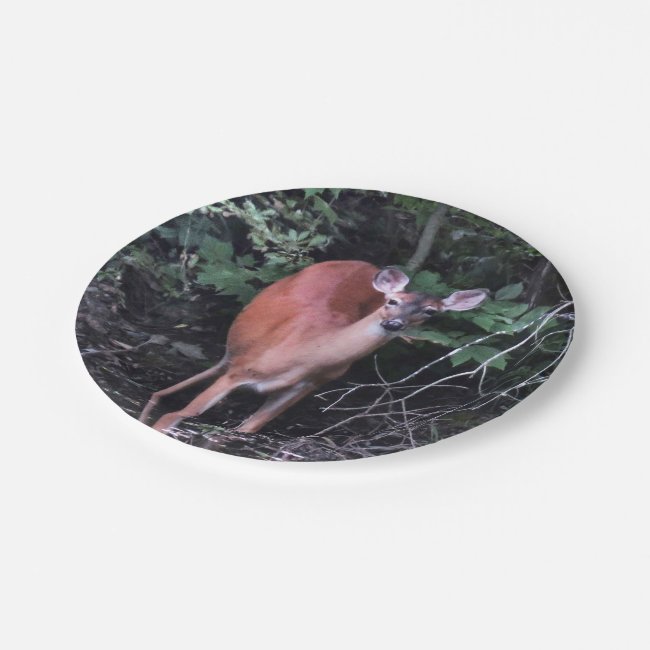 Deer Drinking at Forest Pond Paper Plates