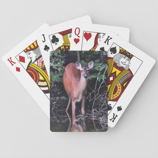 Deer Drinking at Forest Pond Playing Cards