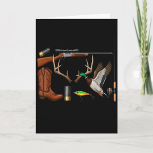 Deer Duck Fish Hunting Hello Hunting Season Christ Card