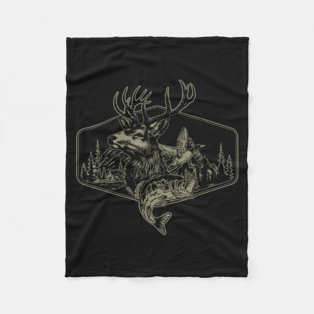 Deer Duck Fishing Hunting Solves Most Of My Proble Fleece Blanket (Front)