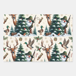 Deer, Ducks & Hunter Wrapping Paper Sheets