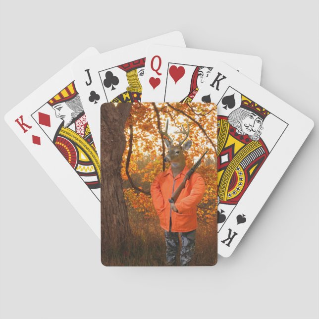 Deer dunter in woods poker cards (Back)
