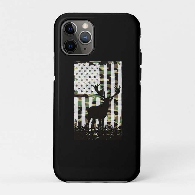 Deer Elk Buck Hunting Camo USA Flag Camoflauge Case-Mate iPhone Case (Back)