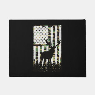 Deer Elk Buck Hunting Camo USA Flag Camoflauge Doormat