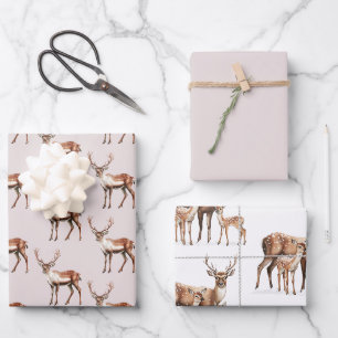 Deer Elk Christmas Wrapping Paper Sheets