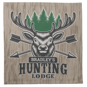 Deer Elk Hunter ADD NAME Bow Hunting Lodge Cabin  Cloth Napkin