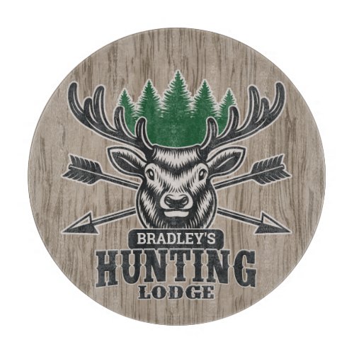Deer Elk Hunter ADD NAME Bow Hunting Lodge Cabin  Cutting Board
