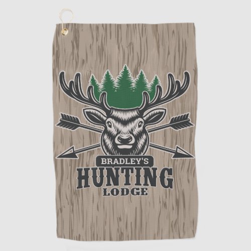 Deer Elk Hunter ADD NAME Bow Hunting Lodge Cabin Golf Towel