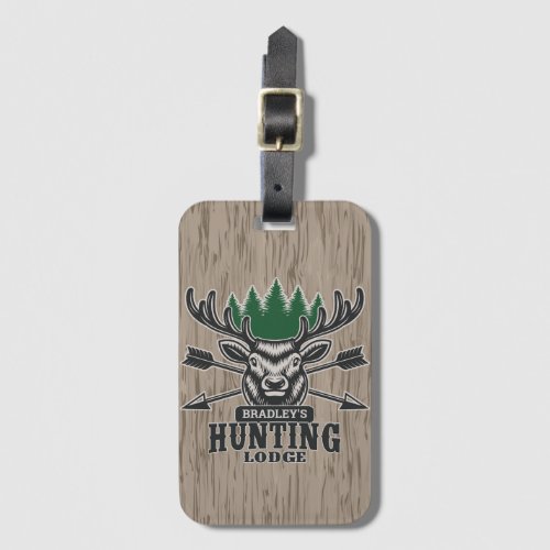 Deer Elk Hunter ADD NAME Bow Hunting Lodge Cabin Luggage Tag