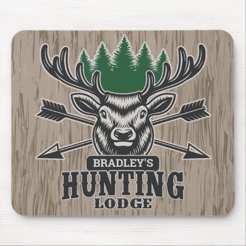 Deer Elk Hunter ADD NAME Bow Hunting Lodge Cabin Mouse Pad