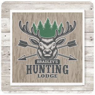 Deer Elk Hunter ADD NAME Bow Hunting Lodge Cabin Napkins