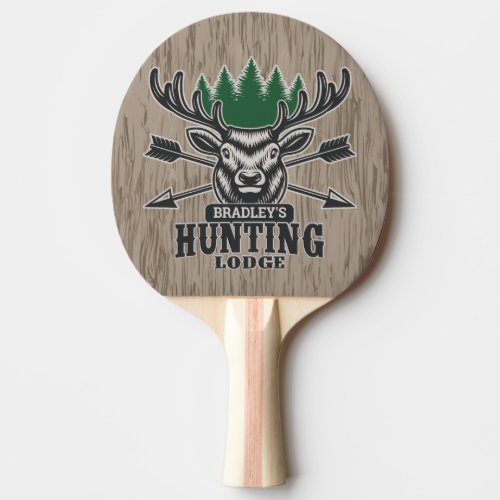 Deer Elk Hunter ADD NAME Bow Hunting Lodge Cabin Ping Pong Paddle