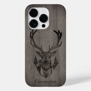 Deer - engraved wood - personalized wooden Case-Mate iPhone 14 pro case