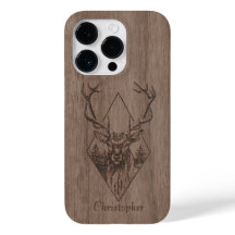 Deer - engraved wood - wooden