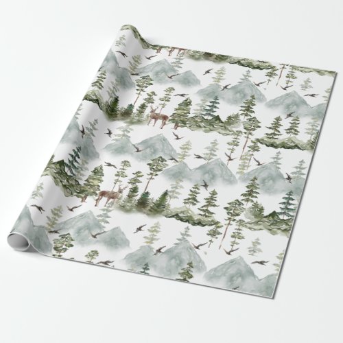 Deer Evergreen Forest Wrapping Paper