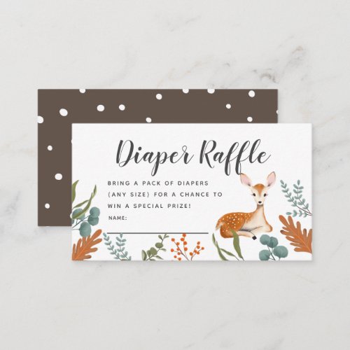 Deer Fall Baby Shower Gray Diaper Raffle Ticket Enclosure Card