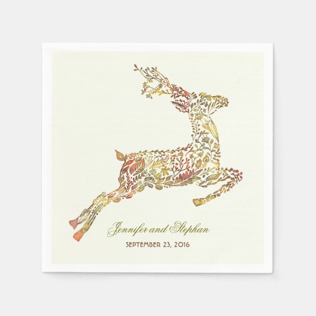 Deer Fall Woodland Wedding Paper Napkins (Front)