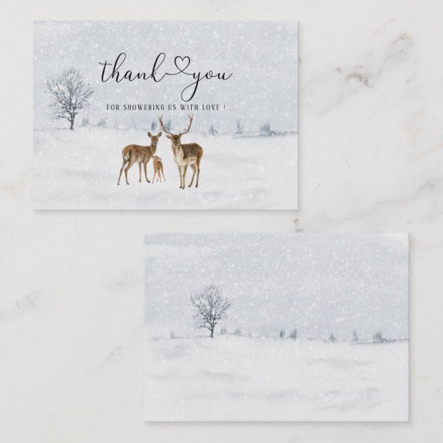 Deer Family and Baby it is cold outside baby showe Note Card (Front/Back)