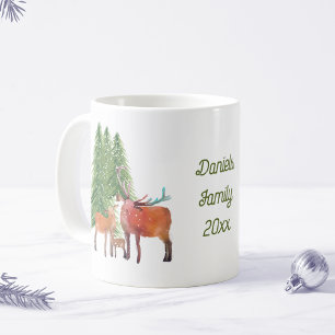 Deer Family at Christmas Personalized Coffee Mug