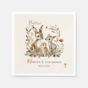 Deer Family Boho Pampas Orthodox Baby Shower Napkins