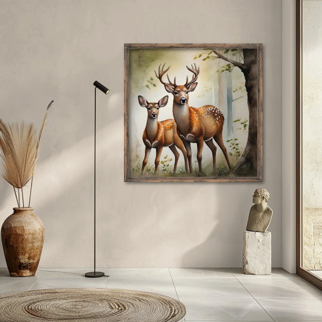 Deer Family In Forest Clearing Wildlife Poster (Creator Uploaded)