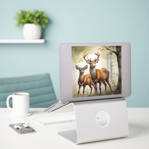 Deer Family In Forest Clearing Wildlife Sticker