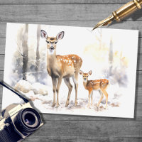 Deer Family in Snow 1 Decoupage Paper