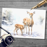 Deer Family in Snow 2 Decoupage Paper