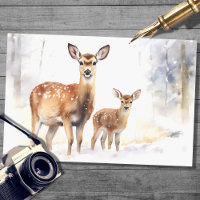 Deer Family in Snow 3 Decoupage Paper