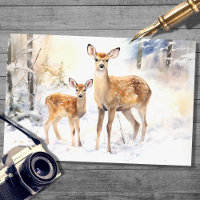 Deer Family in Snow 4 Decoupage Paper