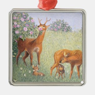 Deer Family Metal Ornament