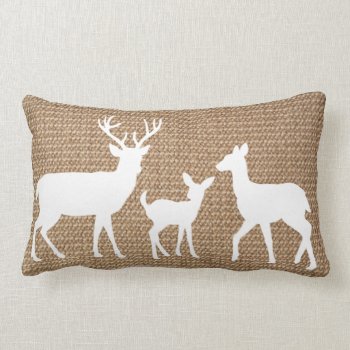 Deer Family On Burlap Look Personalize Lumbar Pillow by Home_Suite_Home at Zazzle