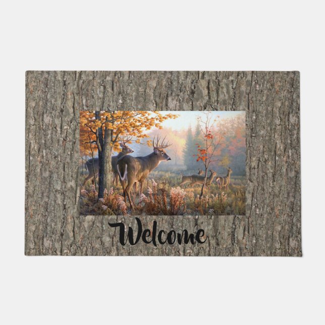 Deer Family Playing In Field Doormat (Front)