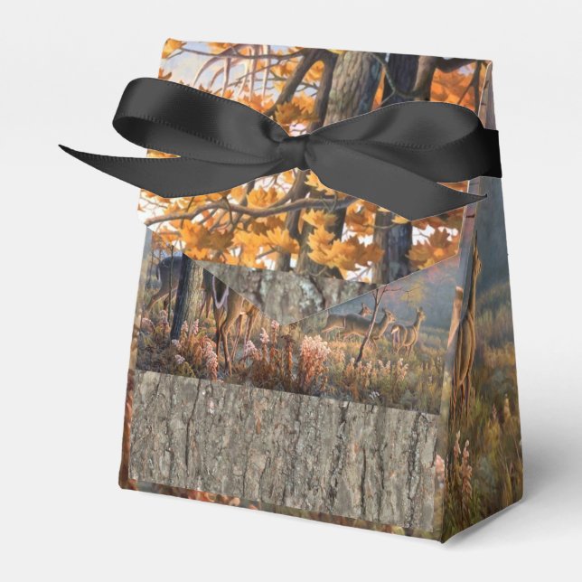 Deer Family Playing In Field Favor Boxes (Front Side)