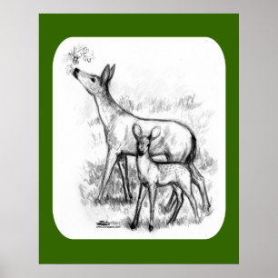 Deer Family Poster